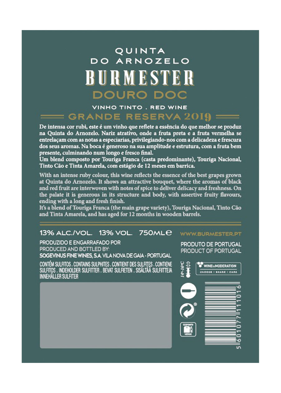 VINHO DOURO BURMESTER QUINTA DO ARNOZELO - GRANDE RESERVA TINTO 2019