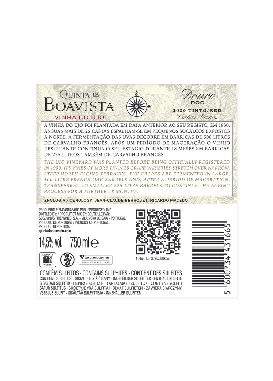 VINHO DOURO TINTO QUINTA DA BOAVISTA VINHA DO UJO 2020 0,75L