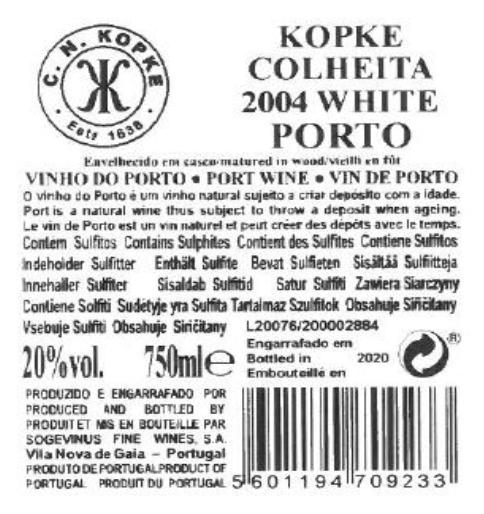 VINHO DO PORTO - KOPKE COLHEITA 2004 WHITE