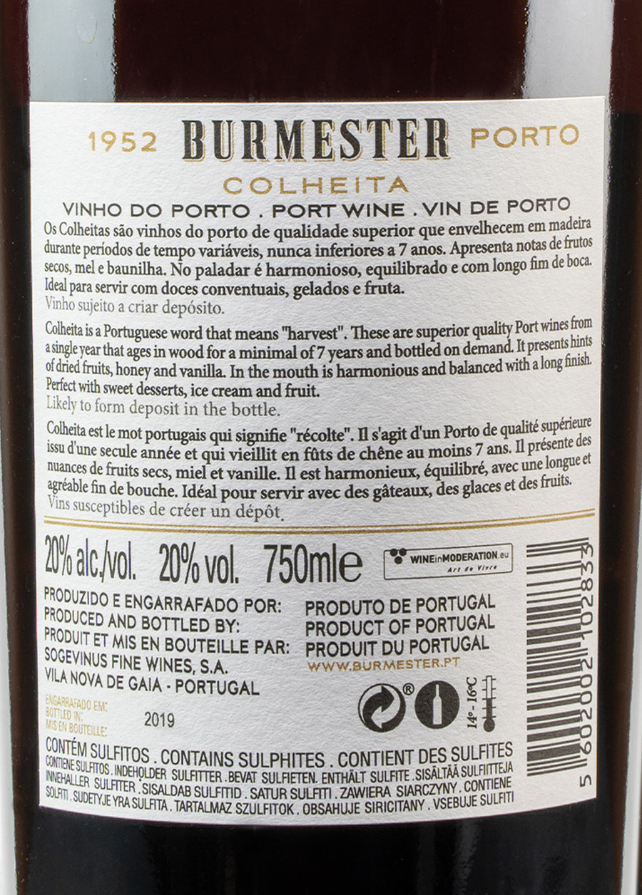 VINHO DO PORTO BURMESTER COLHEITA 1952 TAWNY 0.75 L