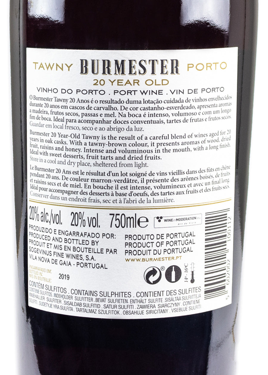 VINHO DO PORTO TINTO - BURMESTER TAWNY 20 ANOS 0,75L