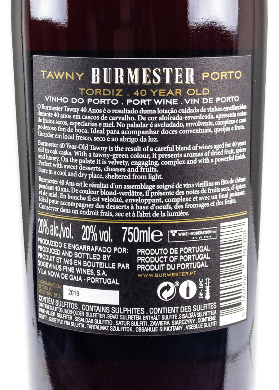 VINHO DO PORTO TINTO - BURMESTER TAWNY 40 ANOS 0,75L