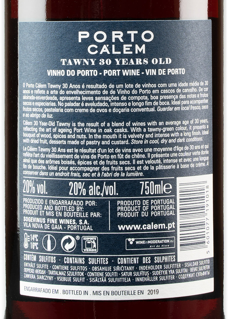 VINHO DO PORTO TINTO - CÁLEM TAWNY 30 ANOS 0,75L