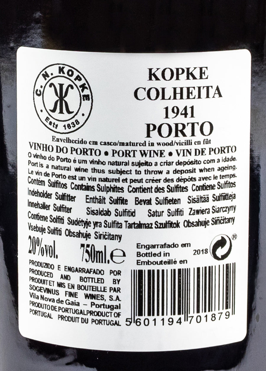 VINHO DO PORTO TINTO - KOPKE COLHEITA 1941 0,75L