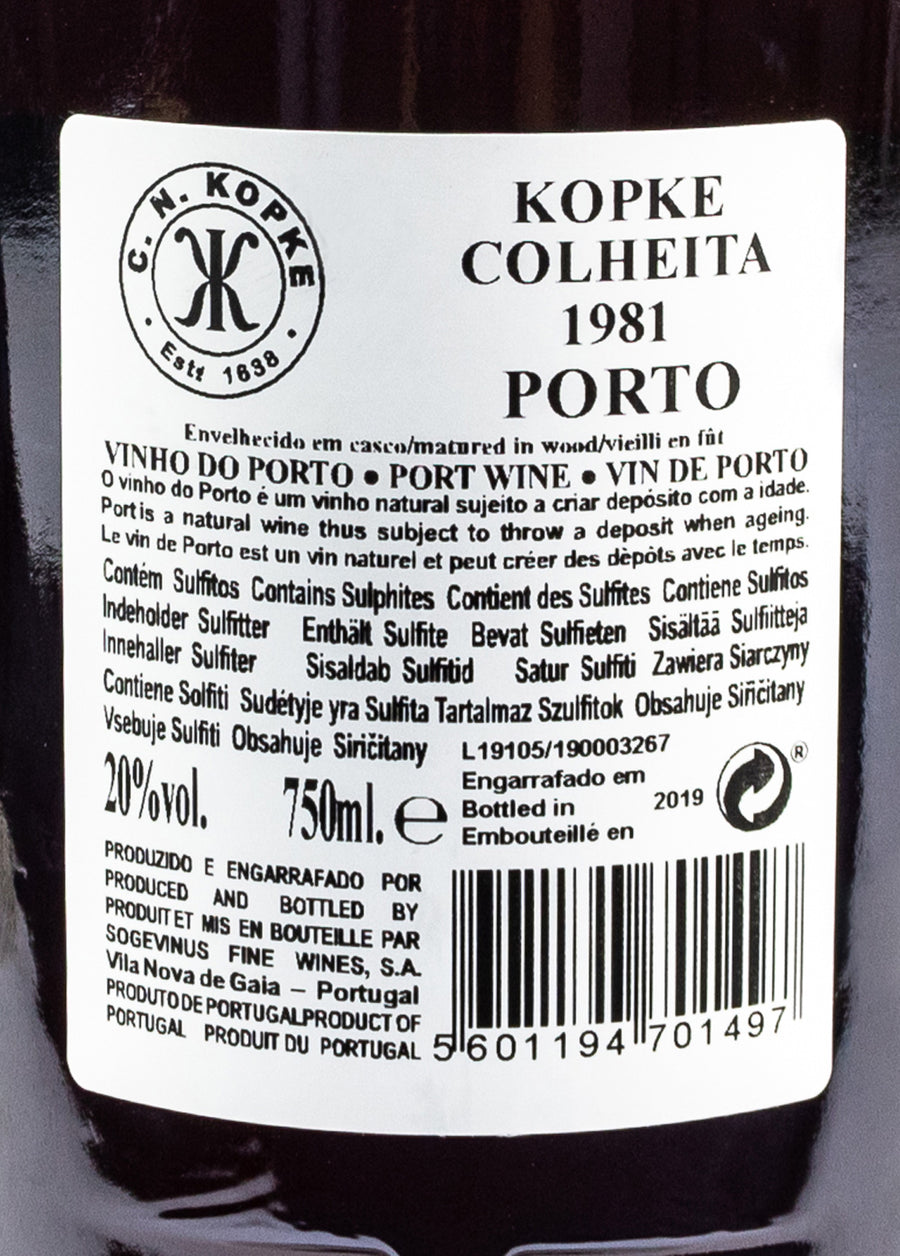 VINHO DO PORTO TINTO – KOPKE TAWNY COLHEITA 1981 0,75L